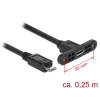 DELOCK Kábel, USB 2.0-s Micro-B típusú csatlakozóhüvely, panelrögzítés > USB 2.0-s Micro-B típusú cs