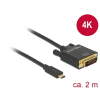 DELOCK Kábel USB Type-C csatlakozó > DVI 24+1 csatlakozó (DP váltakozó mód) 4K 30 Hz, 2 m, fekete