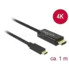 DELOCK Kábel USB Type-C csatlakozó> HDMI csatlakozó (DP váltakozó mód) 4K 30 Hz, 1 m, fekete (DL85258)