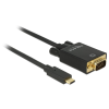 DELOCK Kábel USB Type-C csatlakozódugó > VGA csatlakozódugó (DP váltakozó) Full HD 1080p,2 m,fekete