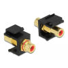 DELOCK Keystone modul, RCA-csatlakozóhüvely > RCA-csatlakozóhüvely, aranyozott, piros / fekete