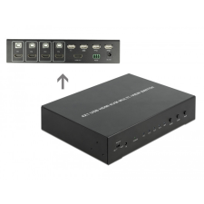 DELOCK KVM 4 az 1-ben Multiview technológiájú kapcsoló 4 db. HDMI és USB 2.0 csatlakozó felülettel kábel és adapter