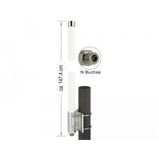 DELOCK LoRa 868 MHz-es antenna N Jack 8 dBi 147,7 cm-es irányítatlan, fix falra,oszlopra szerelhető egyéb hálózati eszköz