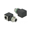 DELOCK M12 8pin A-code -> RJ45 CAT6A UTP F/F adapter fekete IP67 (66314)