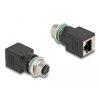  Delock M12 Adapter D-kódolt 4 tűs anya - RJ45 anya egyenes
