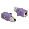 DELOCK M12 D-kódolt adapter 4 tűs anya - RJ45 anya Cat.5e beszerelő mélyedéssel, egyenes, lila színű