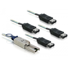 DELOCK mini SAS 26 tűs - 4db eSATA kábel (SFF 8088 - 4db eSATA) 1m kábel és adapter