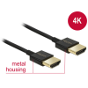 DELOCK Nagysebességű HDMI-kábel Ethernettel - HDMI-A > HDMI-A, 3D,4K, 1,5 m, vékony, prémium