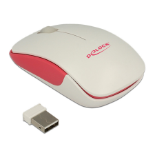 DELOCK Optical 3-button mini mouse 2.4 GHz wireless White/Red egér