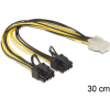 DELOCK PCI Express táp 6pin /2 x 8pin F/M kábel 0,3m - 83433