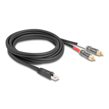 DELOCK RJ45 adapter kábel apa - 2 x RCA apa fekete, 2 m kábel és adapter