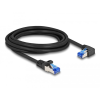  Delock RJ45 hálózati kábel Cat.6A S/FTP egyenes / jobbra hajló 3 m fekete