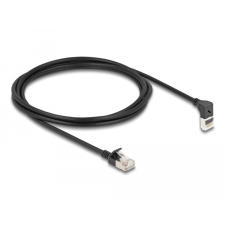  Delock RJ45 hálózati kábel Cat.6A S/FTP vékony 90 fokban felfelé hajló / egyenes 2 m fekete kábel és adapter