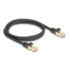 DELOCK RJ45 hálózati kábel fonott borítással Cat.6A S/FTP apa - apa 1 m fekete