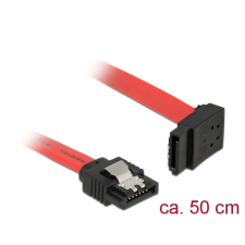 DELOCK SATA 6 Gb/s male straight &gt; SATA male upwards angled 50 cm Red metal cable kábel és adapter