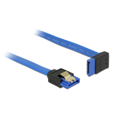 DELOCK SATA-kábel, 6 Gb/s, hüvely, egyenes &gt; SATA hüvely, felfelé ívelt, 100 cm, kék aranyszínu kapc kábel és adapter