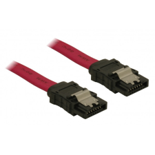 DELOCK SATA piros, egyenes/egyenes csatl. (fémlappal), 50 cm-es összekötő kábel kábel és adapter