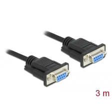  DeLock Serial Cable RS-232 D-Sub9 female to female null modem with narrow plug housing 3m Black kábel és adapter
