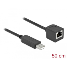 DELOCK Soros kapcsolati kábel FTDI chipszettel, USB 2.0 A-típusú apa - RS-232 RJ45 anya, 50 cm hossz kábel és adapter