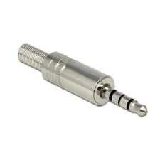 DELOCK sztereó csatlakozódugasz 3.5 mm, hajlítás-védelemmel, ezüst kábel és adapter