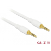 DELOCK Sztereó Jack Kábel 3,5 mm 3 tűs férfi > férfi 2 m fehér