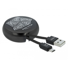 DELOCK USB 2.0 behúzható kábel A-típusú Micro-B fekete kábel és adapter