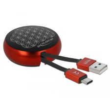 DELOCK USB 2.0 behúzható kábel A-típusú USB-C fekete / piros kábel és adapter