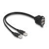 DELOCK USB 2.0 kábel 2 x USB A-típusú apa végződéssel, valamint egy 2 x USB A-típusú anya csavarokkal beépített végződéssel 1 m, fekete (88105) (88105)