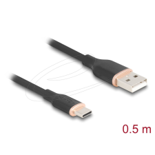 DELOCK USB 2.0 kábel USB-A to USB-C 0,5m Black kábel és adapter