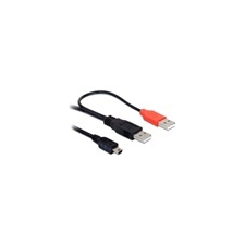 DELOCK USB 2.0 mini kábel (2 x Type-A dugó / 5-pin mini dugó) 1 m kábel és adapter