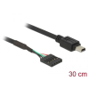 DELOCK USB 2.0 pin header female 5 pin > USB 2.0 Type Mini-B male cable 0,3m Black