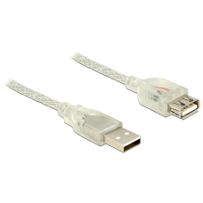 DELOCK USB 2.0-s bővítőkábel A-típusú csatlakozódugóval &gt; USB 2.0-s, A-típusú csatlakozóhüvellyel 1m kábel és adapter