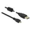 DELOCK USB 2.0-s kábel A-típusú csatlakozódugóval > USB 2.0 Micro-B csatlakozódugóval, 0,5 m, fekete