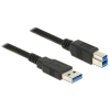 DELOCK USB 3.0-s kábel A-típusú csatlakozódugóval > USB 3.0-s, B-típusú csatlakozódugóval, 1,5 m, fe