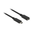 DELOCK USB 3.1 Gen1 Type-C hosszabbító kábel apa/anya 0,5m fekete (85532) (DE85532)