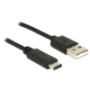 DELOCK USB-A 2.0 apa - USB C 2.0 apa kábel 2 m, fekete (83327)