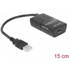 DELOCK USB A 5V DC -> USB A M/F izolátor 0.15m fekete