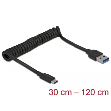 DELOCK USB-A apa - USB-C apa Spirálkábel 1.2m - Fekete (85349) kábel és adapter