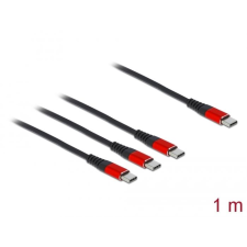 DELOCK USB-C > 3xUSB-C töltőkábe 1m fekete-piros (86713) (Delock86713) kábel és adapter