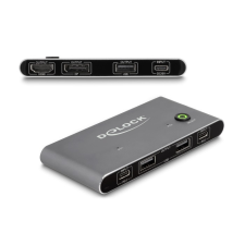  Delock USB-C -s KVM kapcsoló HDMI és DisplayPort-hoz 8K MST USB 2.0 csatlakozó felülettel egyéb hálózati eszköz