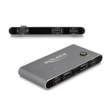  Delock USB-C -s KVM kapcsoló HDMI-hez 8K 60 Hz USB 2.0 csatlakozó felülettel egyéb hálózati eszköz