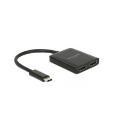 DELOCK USB-C Splitter (DP Alt Mode) > 2xHDMI out 4K 30Hz sw (87719) kábel és adapter