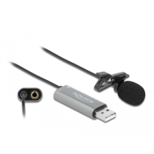 DELOCK USB Tie Lavalier mindenirányú csiptetős mikrofon 24 bit / 192 kHz és 3,5 mm-es sztereo jack f mikrofon