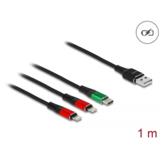 DELOCK USB töltő kábel 3 az 1 A-típusú apa 2 x Lightning - eUSB Type-C 1m (86821) kábel és adapter