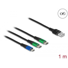 DELOCK USB töltő kábel 3 az 1 A-típusú apa Micro USB - 2 x USB Type-C 1m (87882) (DE87882) kábel és adapter