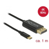 DELOCK USB Type-C koax kábel DisplayPort-hoz (DP Alt Mode) 4K 60 Hz 1 m