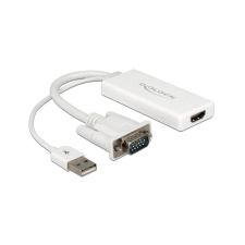 DELOCK VGA Adapter Sub15 + USB -> HDMI St/St/Bu (62460) kábel és adapter