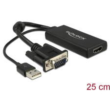 DELOCK VGA/D-Sub + USB HDMI Átalakító Fekete 25cm 62668 kábel és adapter