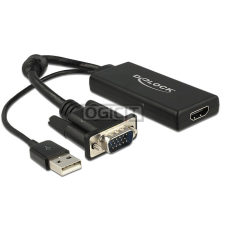 DELOCK VGA to HDMI adapter with Audio black (62668) kábel és adapter