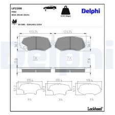 DELPHI fékbetétkészlet, rögzítőfék LP2208 autóalkatrész